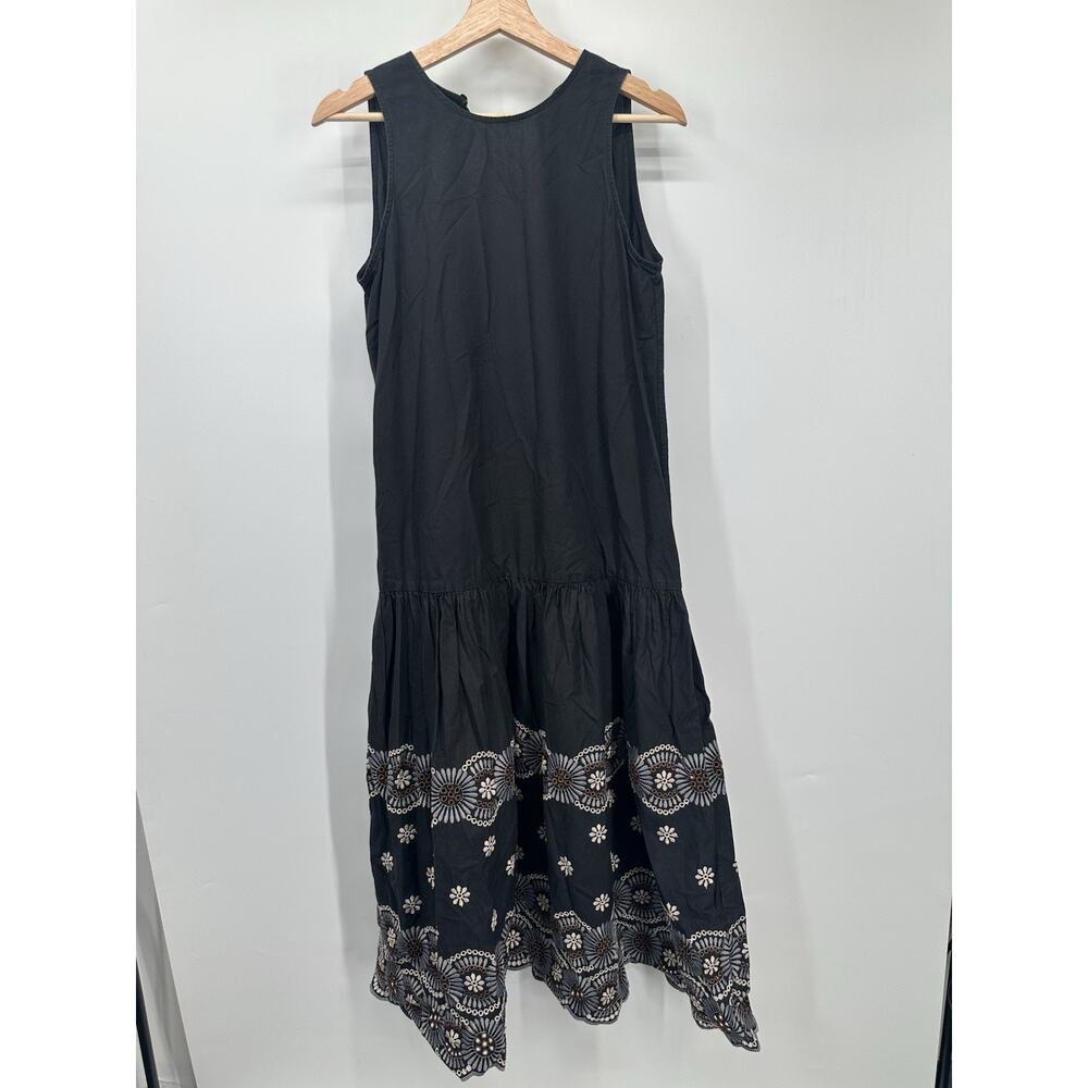 Vanessa Bruno Sz36 Black Fit & Flare Midi Dress Alais Elegant Embroidered Dress - Picture 2 of 10